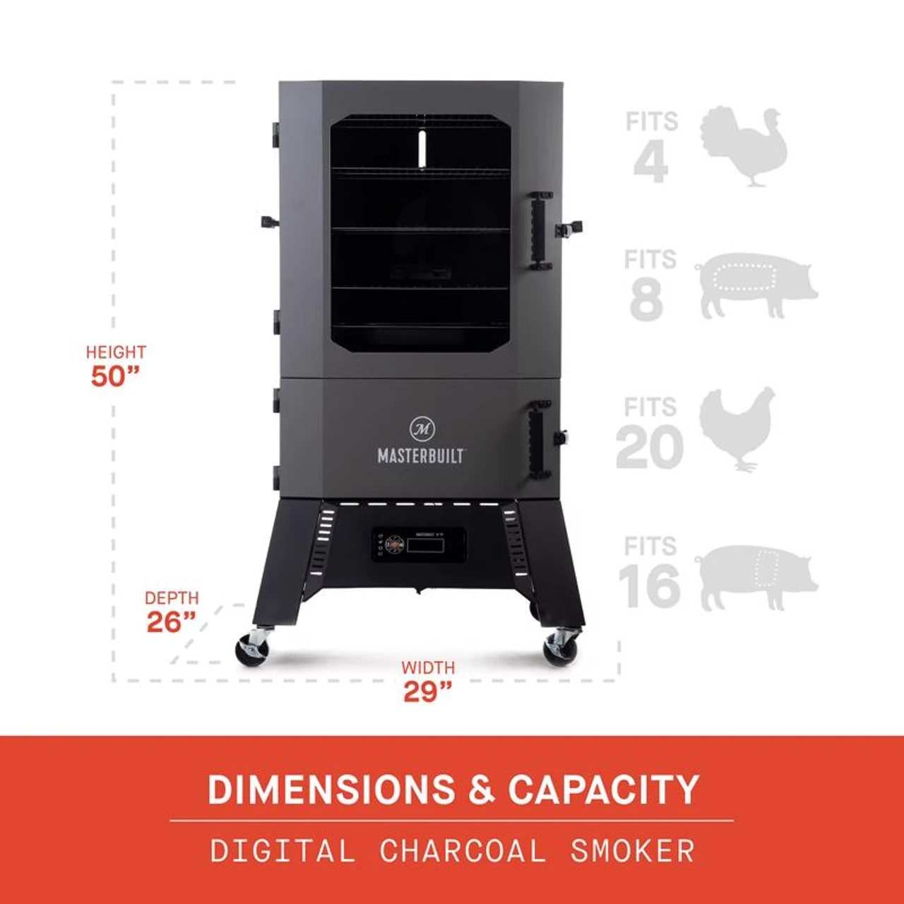 Masterbuilt Digital Charcoal Vertical Smoker Gray 2 Masterbuilt Digital Charcoal Vertical Smoker Gray - Image 2