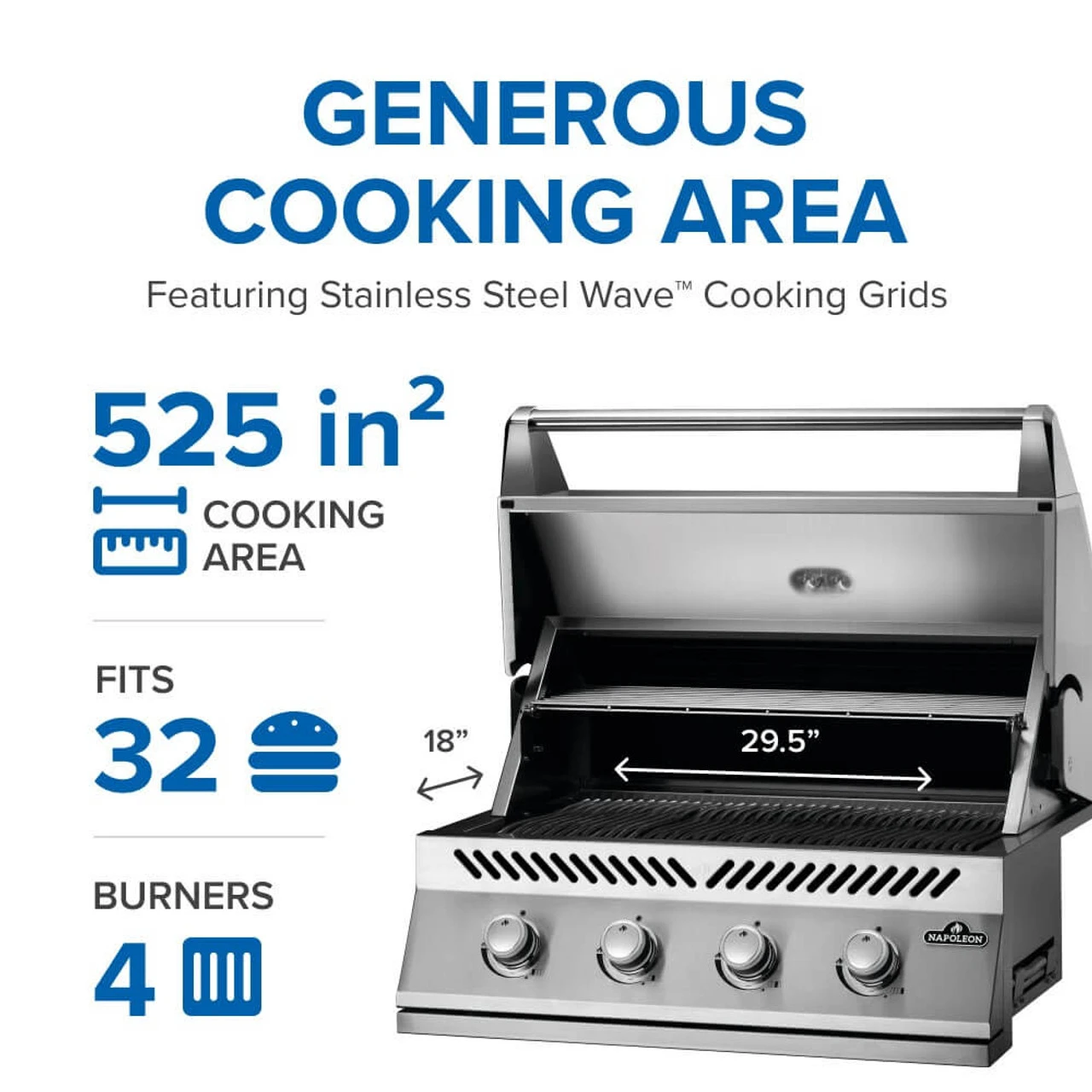 Napoleon BI32SS Built-In 500 Series 32 Grill Head 3 Napoleon BI32SS Built-In 500 Series 32 Grill Head - Image 3