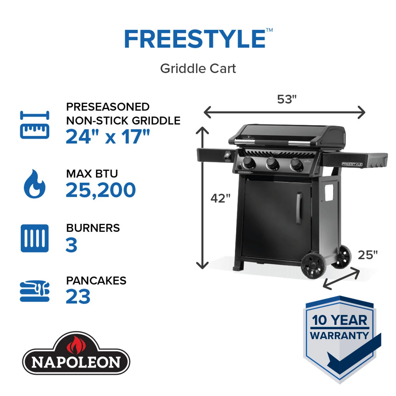 Napoleon F24DFTK Freestyle 24 Inch Pre-seasoned Non-Stick Griddle 4 Napoleon F24DFTK Freestyle 24 Inch Pre-seasoned Non-Stick Griddle - Image 4